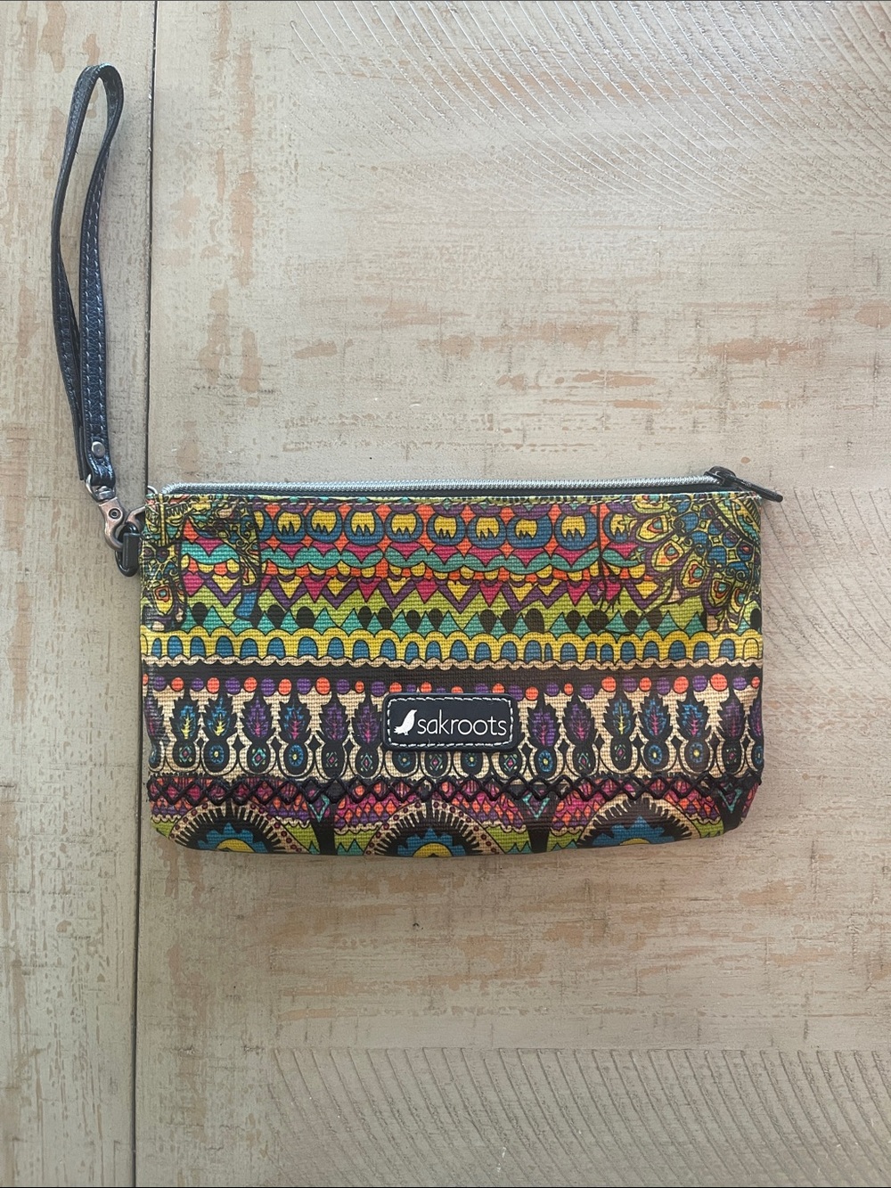 Sakroots Multicolor Floral-Geometric Zip Cosmetic Pouch
